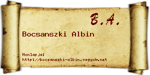Bocsanszki Albin névjegykártya
